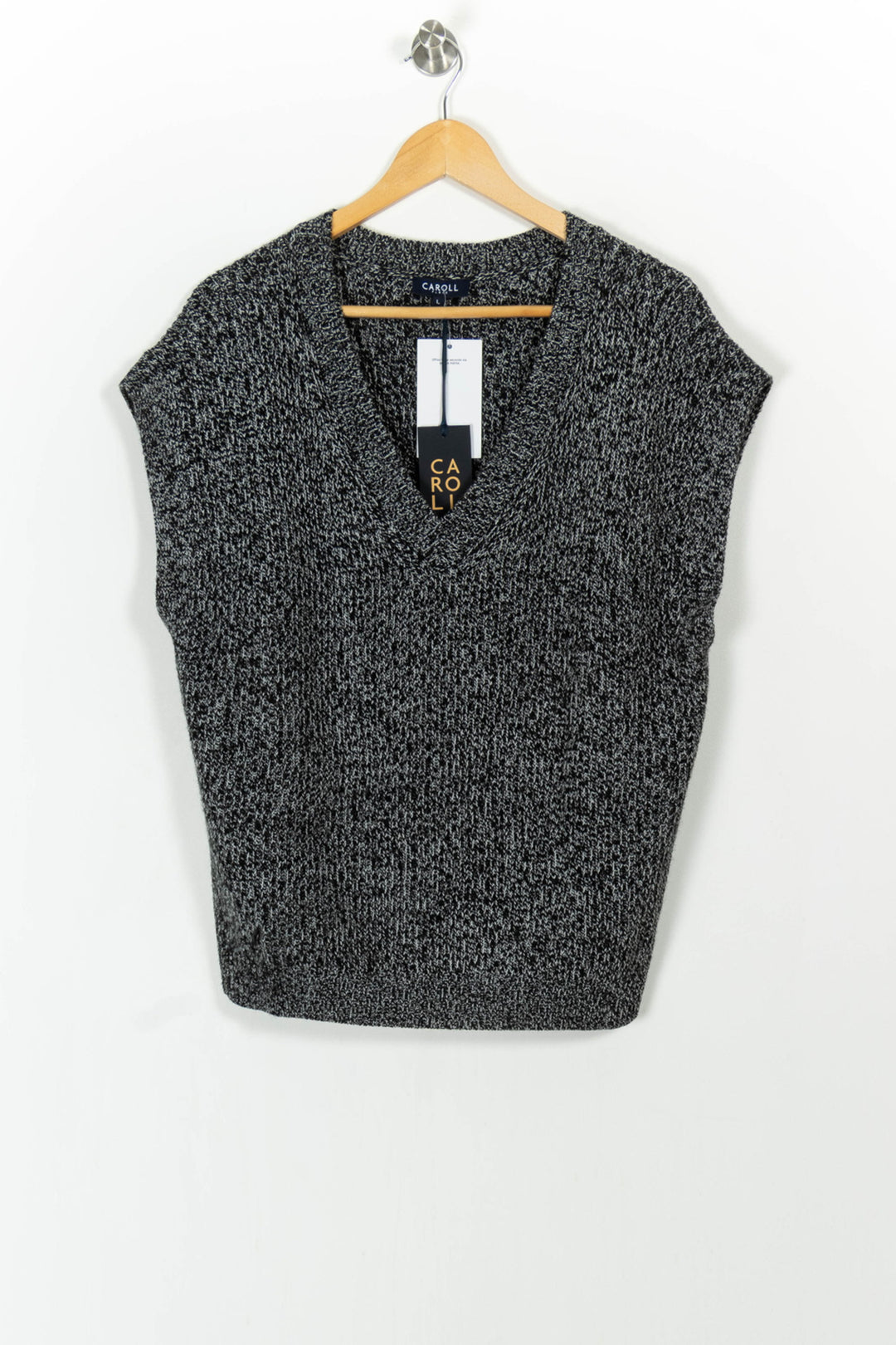 Pull Sans Manches Noir et Gris - Taille L/40 de la marque Caroll | PARAD86315 - Vendu par Paradigme - Image 2