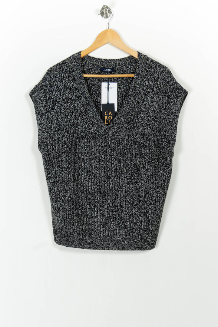 Pull Sans Manches Noir et Gris - Taille L/40 de la marque Caroll | PARAD86315 - Vendu par Paradigme - Image 2