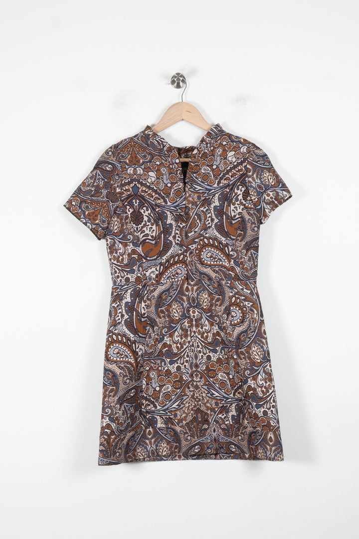 Robe Courte Marron et Bleu - Taille S/36 de la marque Maje | PARAD86362 - Vendu par Paradigme - Image 4