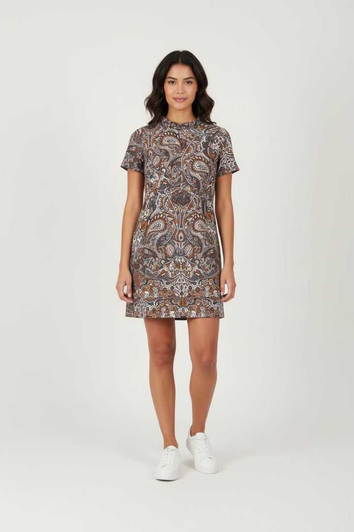 Robe Courte Marron et Bleu - Taille S/36 de la marque Maje | PARAD86362 - Vendu par Paradigme - Image 1