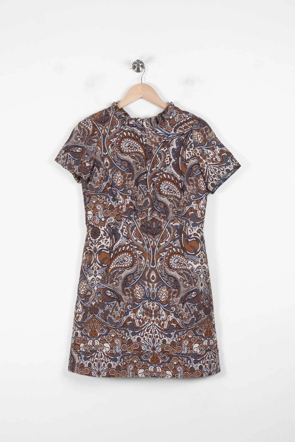 Robe Courte Marron et Bleu - Taille S/36 de la marque Maje | PARAD86362 - Vendu par Paradigme - Image 2