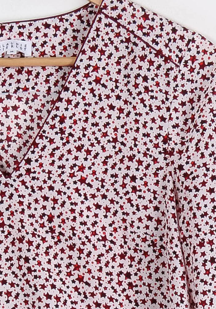 Blouse Blanche et Bordeaux - Taille M/38 de la marque Claudie Pierlot | PARAD86399 - Vendu par Paradigme - Image 3