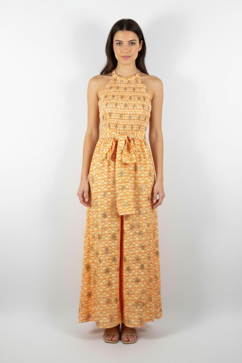 Robe Longue Orange et Blanche - Taille XL/42 de la marque Sundress | PARAD86415 - Vendu par Paradigme - Image 1