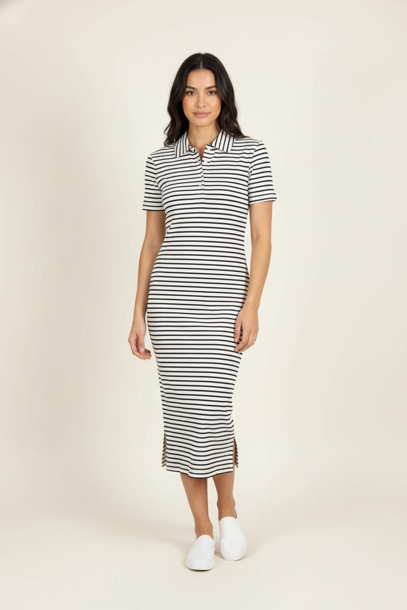 Robe Chemise Rayée Noire et Blanche - Taille S/36 de la marque Ines de la Fressange Paris | PARAD86497 - Vendu par Paradigme - Image 1