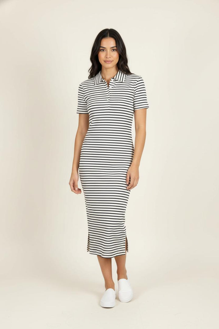 Robe Chemise Rayée Noire et Blanche - Taille S/36 de la marque Ines de la Fressange Paris | PARAD86497 - Vendu par Paradigme - Image 1
