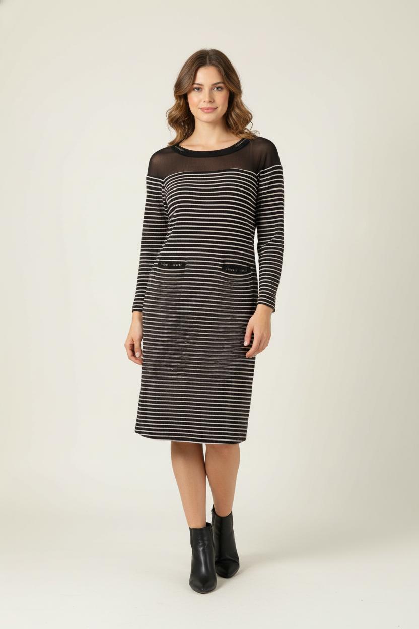 Robe Midi Noire et Blanche - Taille M/38 de la marque One Step | PARAD86507 - Vendu par Paradigme - Image 1