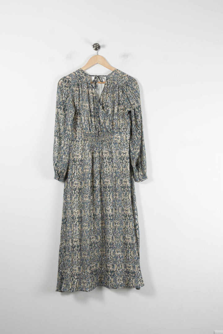 Robe Longue Bleue et Beige - Taille S/36 de la marque Maison 123 | PARAD86525 - Vendu par Paradigme - Image 4