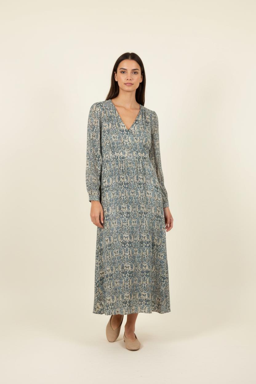 Robe Longue Bleue et Beige - Taille S/36 de la marque Maison 123 | PARAD86525 - Vendu par Paradigme - Image 1