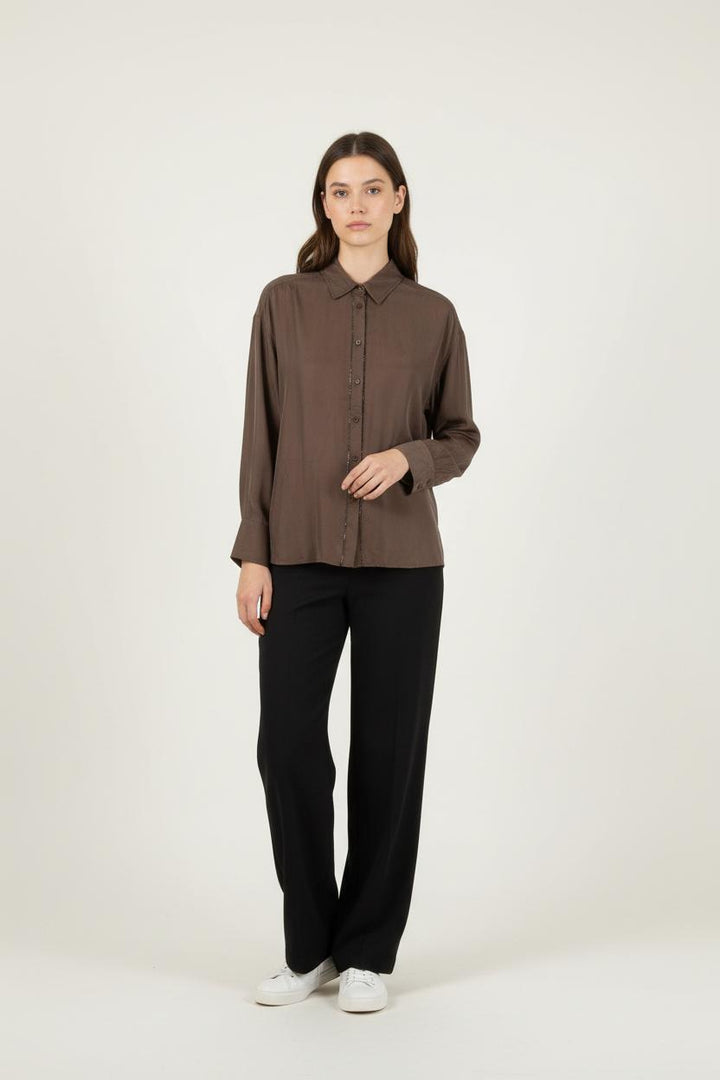 Chemise Marron - Taille M/38 de la marque IKKS | PARAD86590 - Vendu par Paradigme - Image 1