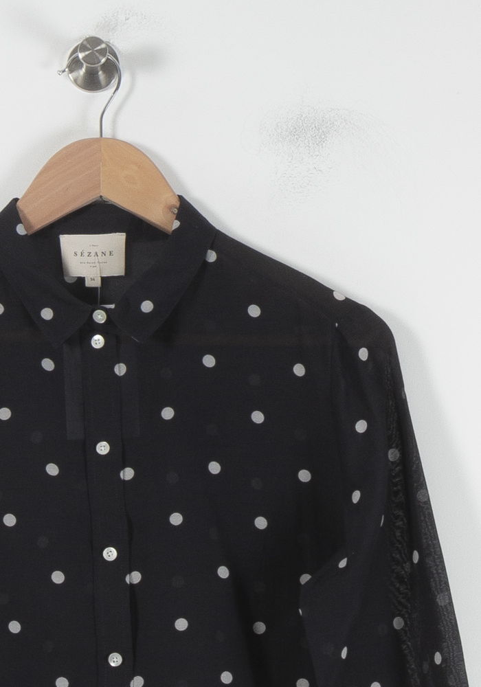 Chemise Noire à Pois Blancs - Taille S/36 de la marque Sézane | PARAD86599 - Vendu par Paradigme - Image 3
