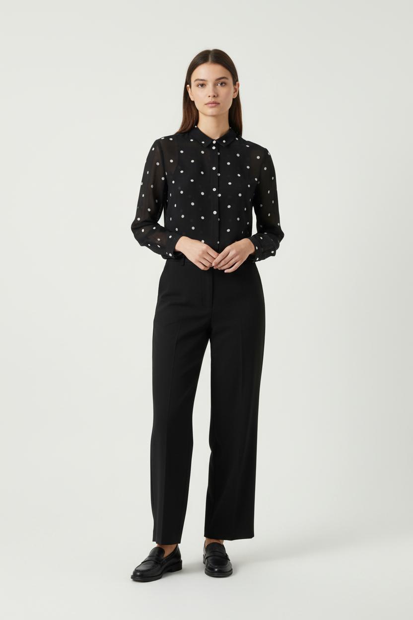 Chemise Noire à Pois Blancs - Taille S/36 de la marque Sézane | PARAD86599 - Vendu par Paradigme - Image 1