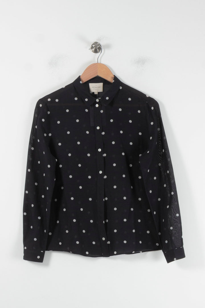 Chemise Noire à Pois Blancs - Taille S/36 de la marque Sézane | PARAD86599 - Vendu par Paradigme - Image 2