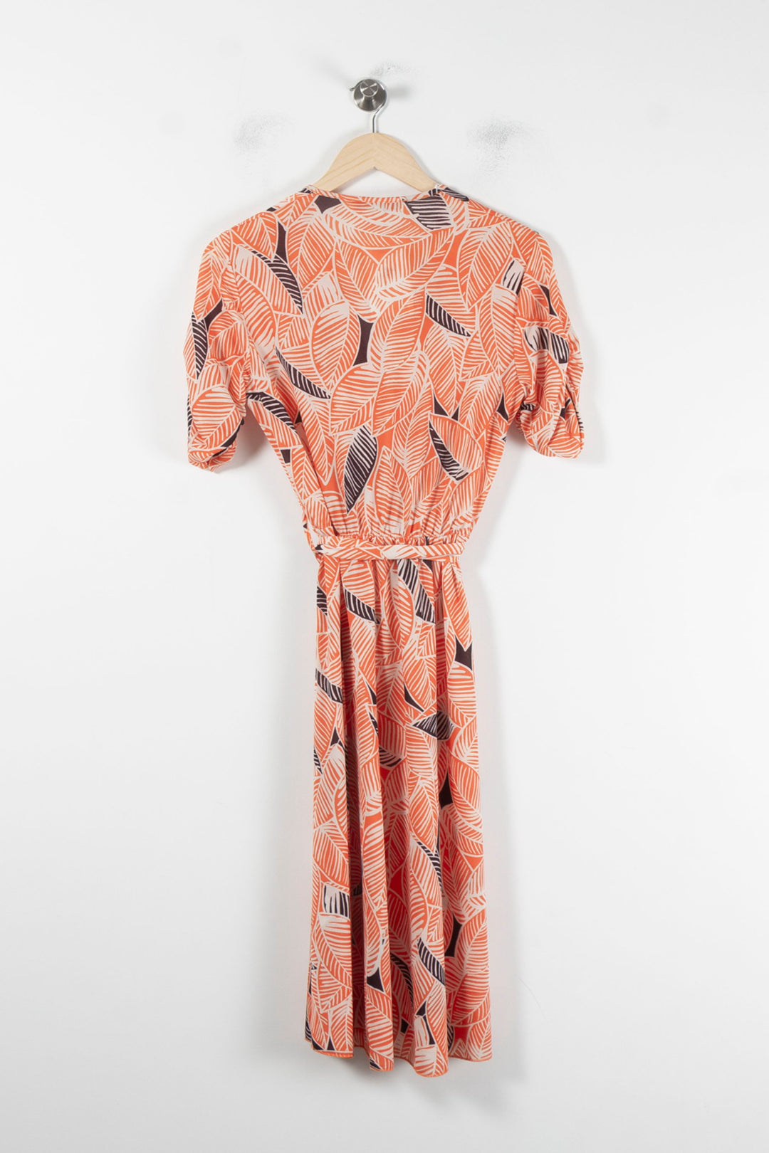 Robe Portefeuille Orange et Noire - Taille S/36 de la marque La Fée Maraboutée | PARAD86613 - Vendu par Paradigme - Image 4
