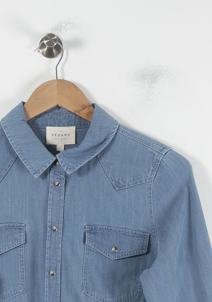 Chemise en Jean Bleue - Taille S/36 de la marque Sézane | PARAD86625 - Vendu par Paradigme - Image 3