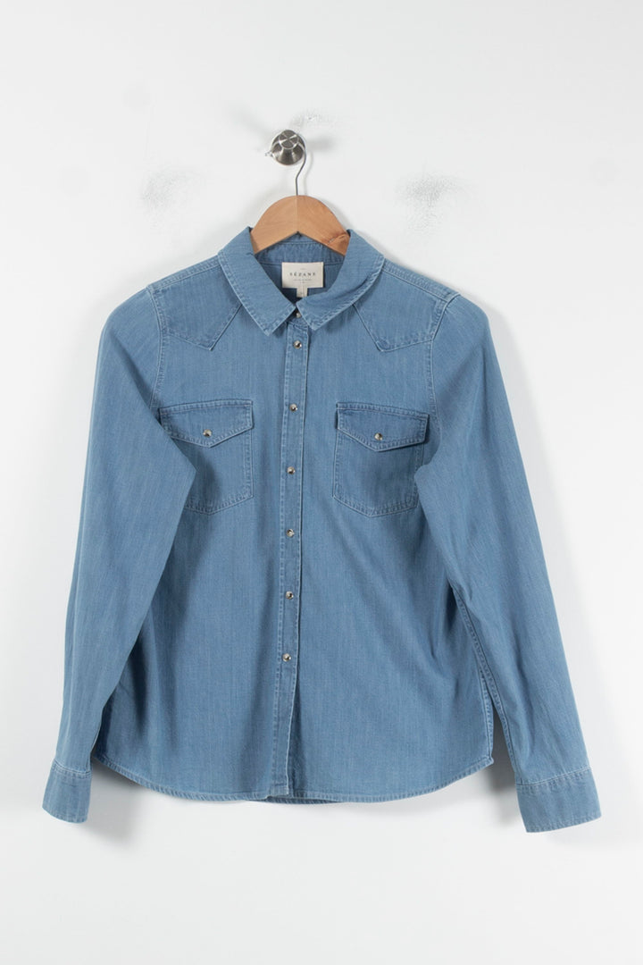 Chemise en Jean Bleue - Taille S/36 de la marque Sézane | PARAD86625 - Vendu par Paradigme - Image 2