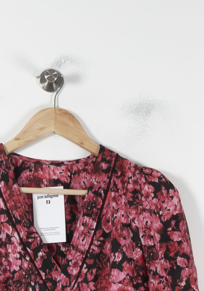 Robe Fleurie Rouge et Noire - Taille XS/34 de la marque IKKS | PARAD86663 - Vendu par Paradigme - Image 3