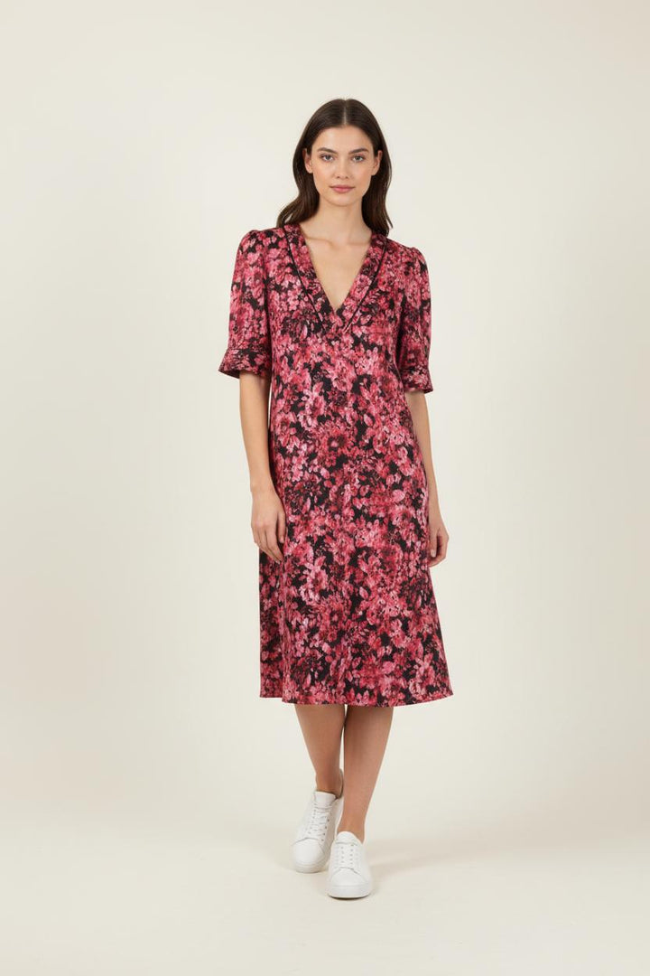 Robe Fleurie Rouge et Noire - Taille XS/34 de la marque IKKS | PARAD86663 - Vendu par Paradigme - Image 1