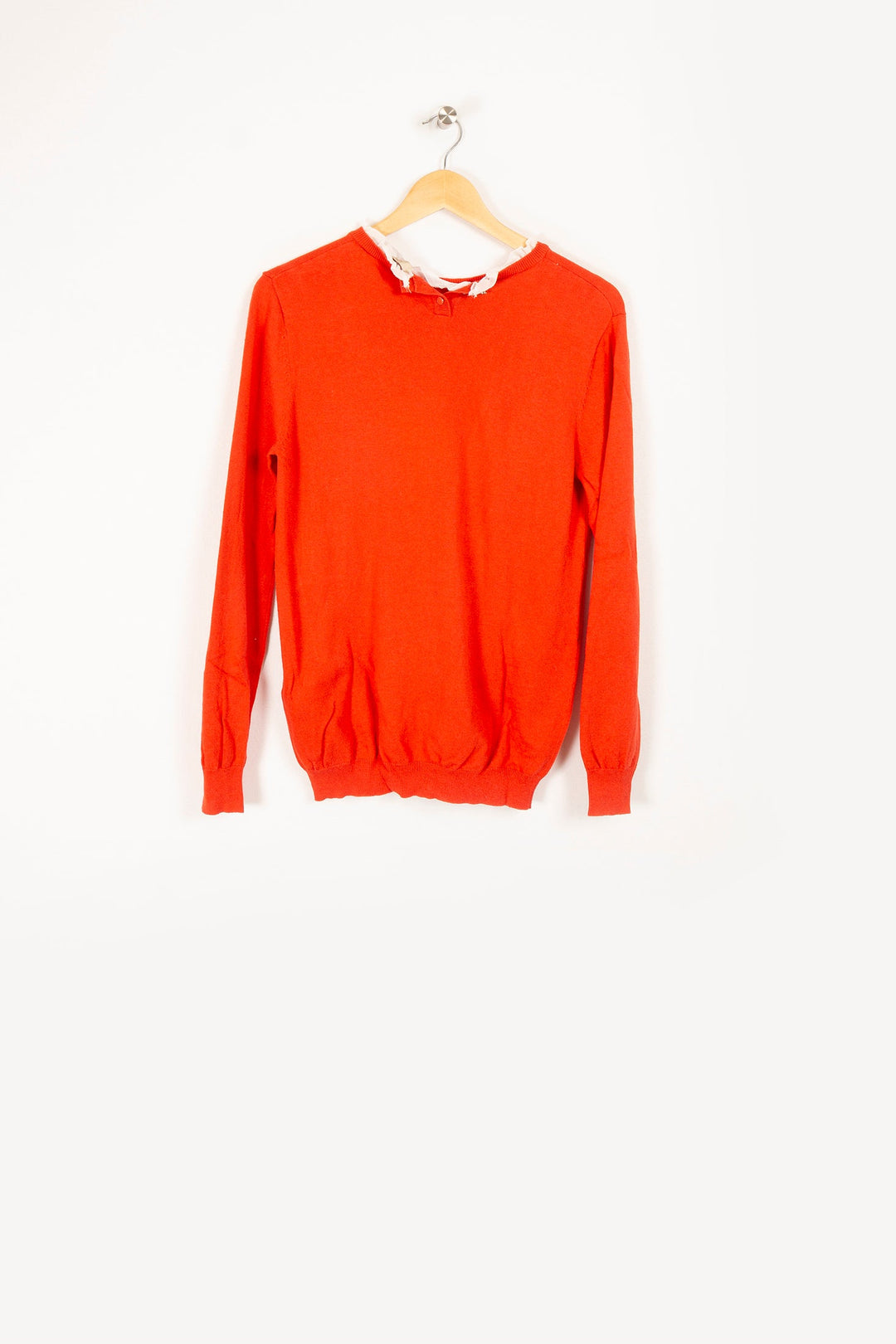Organic cotton sweater with fancy neckline - S/36