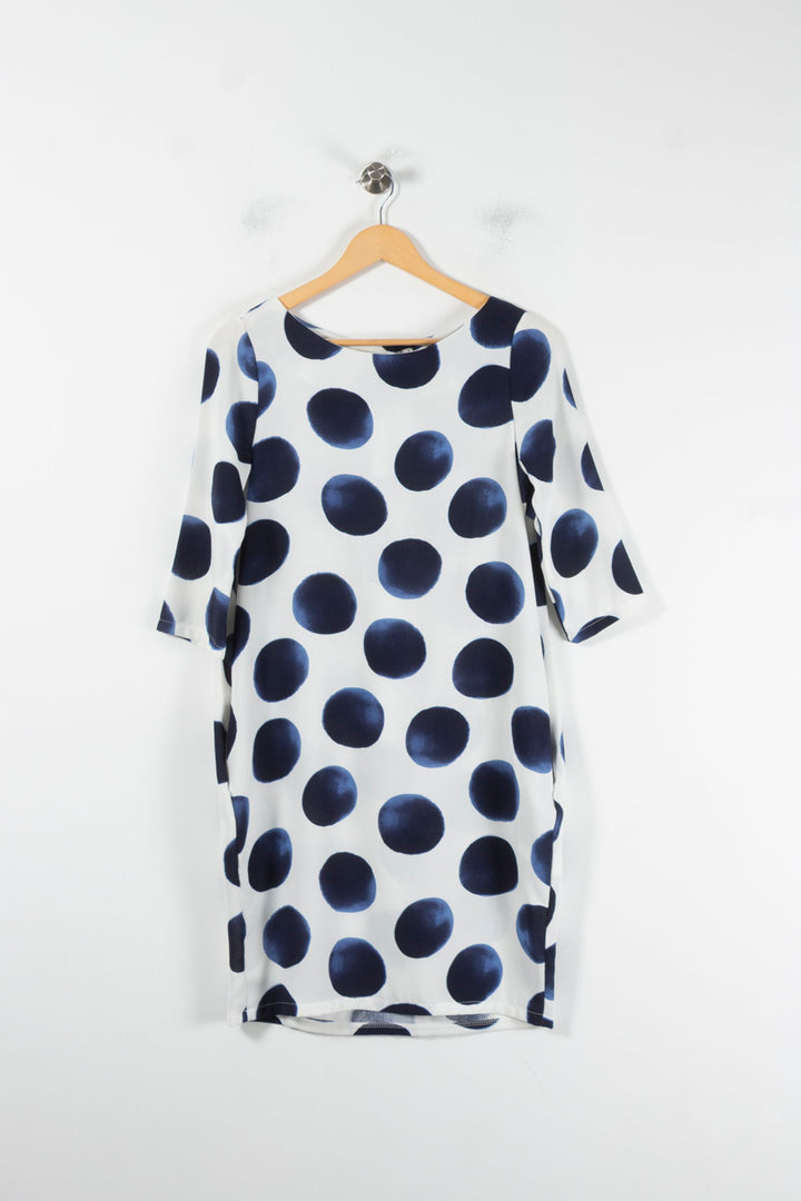 Robe Droite Blanche et Bleue - Taille S/36 de la marque La Fée Maraboutée | PARAD86801 - Vendu par Paradigme - Image 2