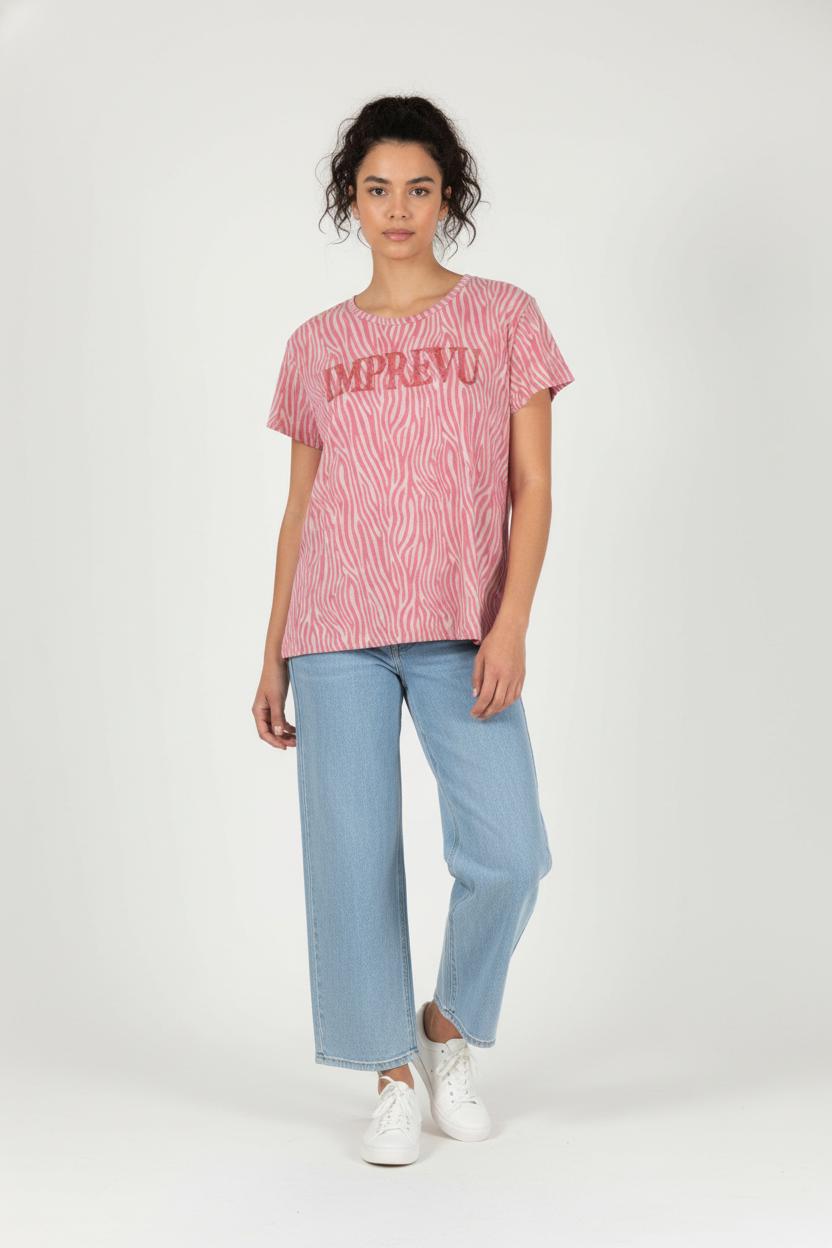 Tee-shirt Rose et Blanc - Taille XL/42 de la marque Imprevu | PARAD86887 - Vendu par Paradigme - Image 1