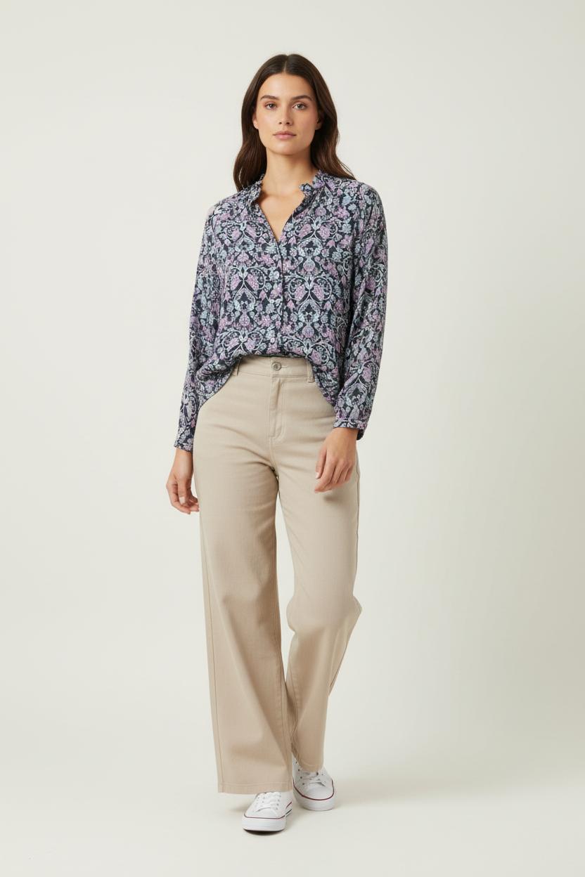 Blouse Violette et Noire - Taille M/38 de la marque Caroll | PARAD86902 - Vendu par Paradigme - Image 1