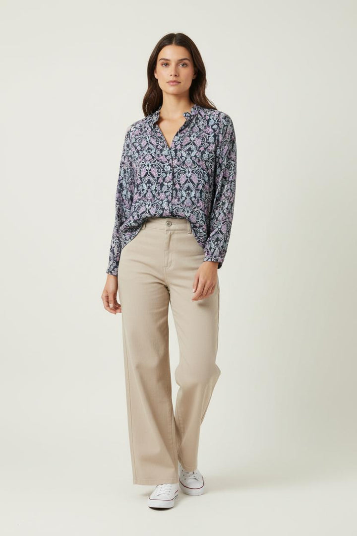 Blouse Violette et Noire - Taille M/38 de la marque Caroll | PARAD86902 - Vendu par Paradigme - Image 1