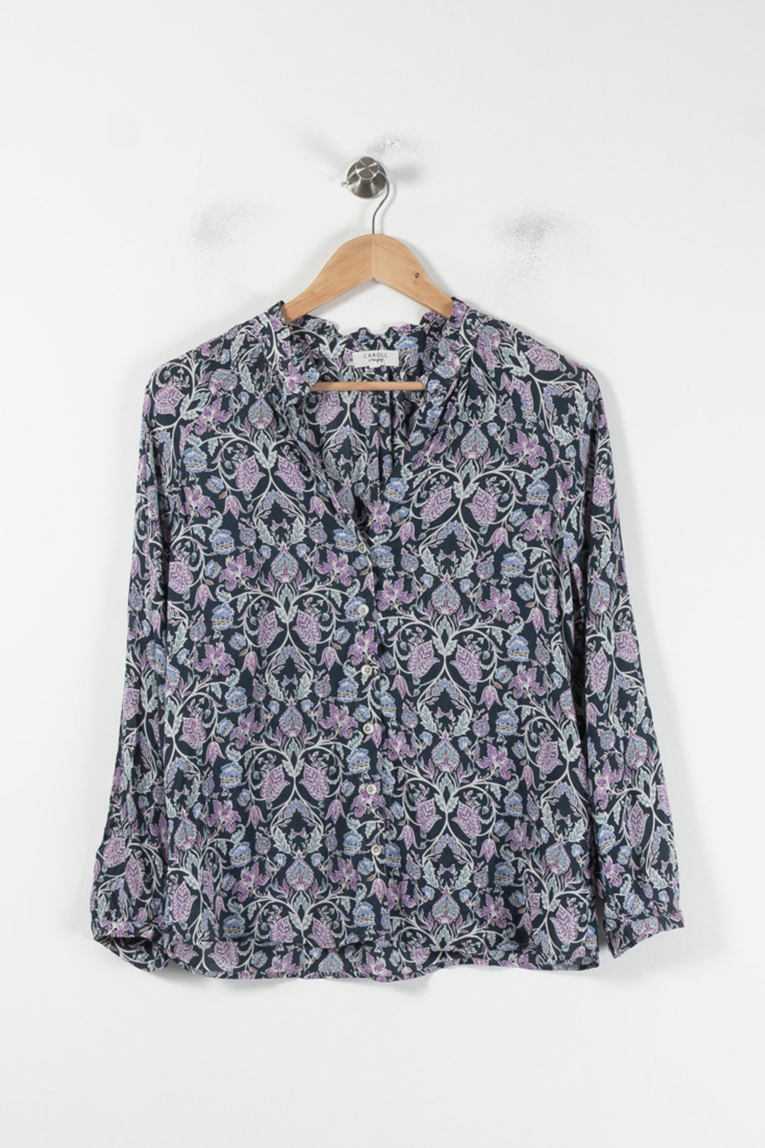 Blouse Violette et Noire - Taille M/38 de la marque Caroll | PARAD86902 - Vendu par Paradigme - Image 2