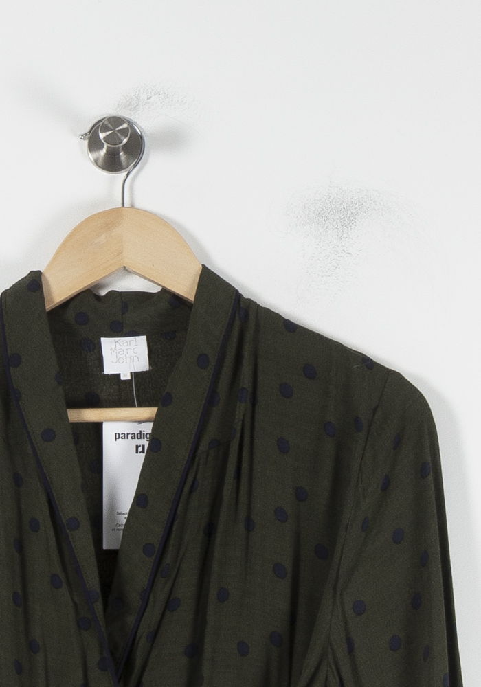 Robe Portefeuille Verte à Pois Noirs - Taille M/38 de la marque Karl Marc John | PARAD86914 - Vendu par Paradigme - Image 3