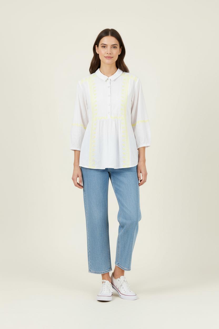 Blouse Blanche et Jaune - Taille S/36 de la marque One Step | PARAD86916 - Vendu par Paradigme - Image 1