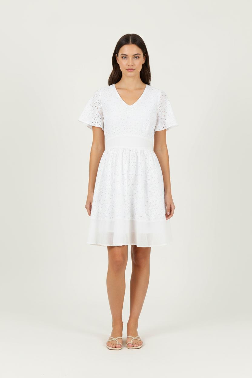 Robe Brodée Blanche - Taille XS/34 de la marque Pablo | PARAD86927 - Vendu par Paradigme - Image 1