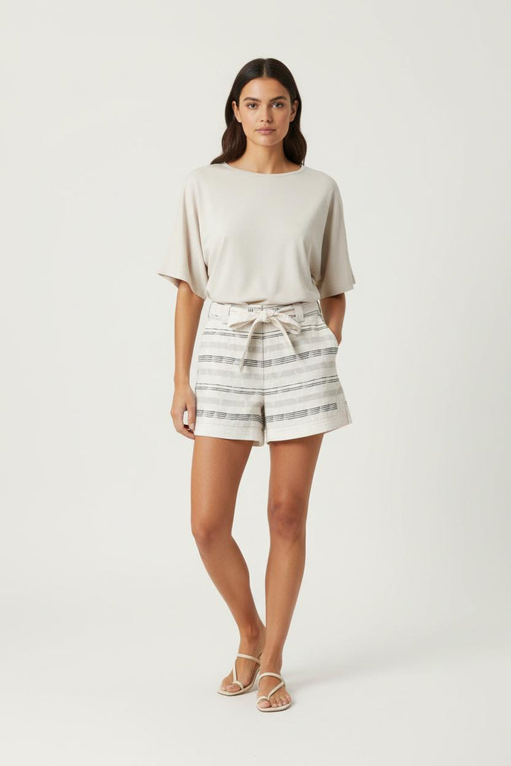 Short Rayé Beige et Noir - Taille M/38 de la marque Sessùn | PARAD86950 - Vendu par Paradigme - Image 1