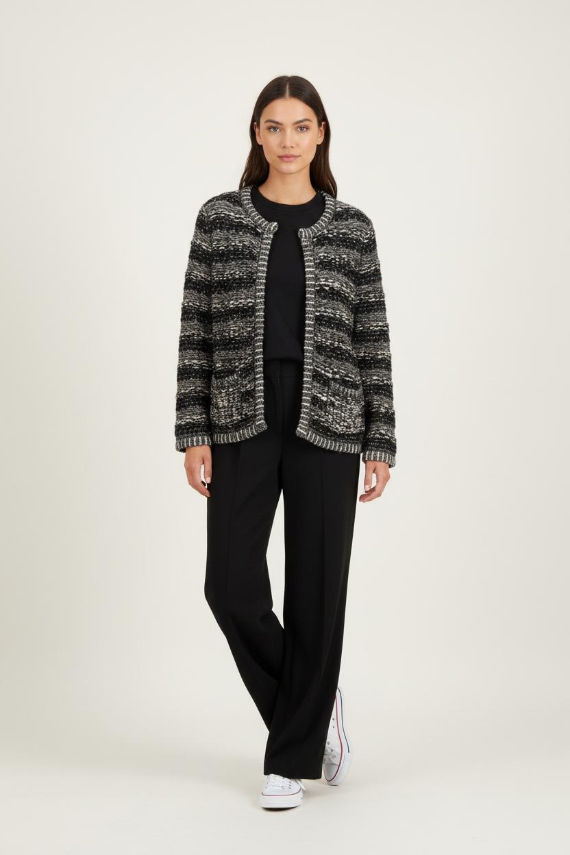 Veste Tweed Noire et Blanche - Taille S/36 de la marque Maje | PARAD87002 - Vendu par Paradigme - Image 1