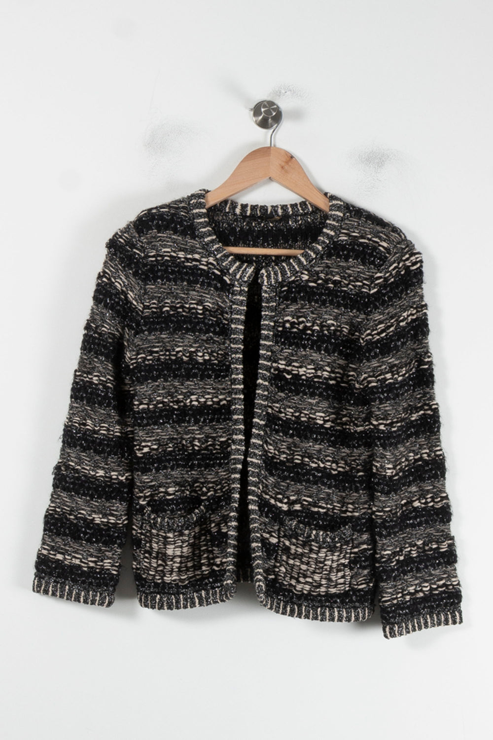Veste Tweed Noire et Blanche - Taille S/36 de la marque Maje | PARAD87002 - Vendu par Paradigme - Image 2