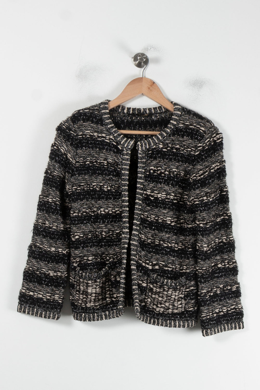 Veste Tweed Noire et Blanche - Taille S/36 de la marque Maje | PARAD87002 - Vendu par Paradigme - Image 2