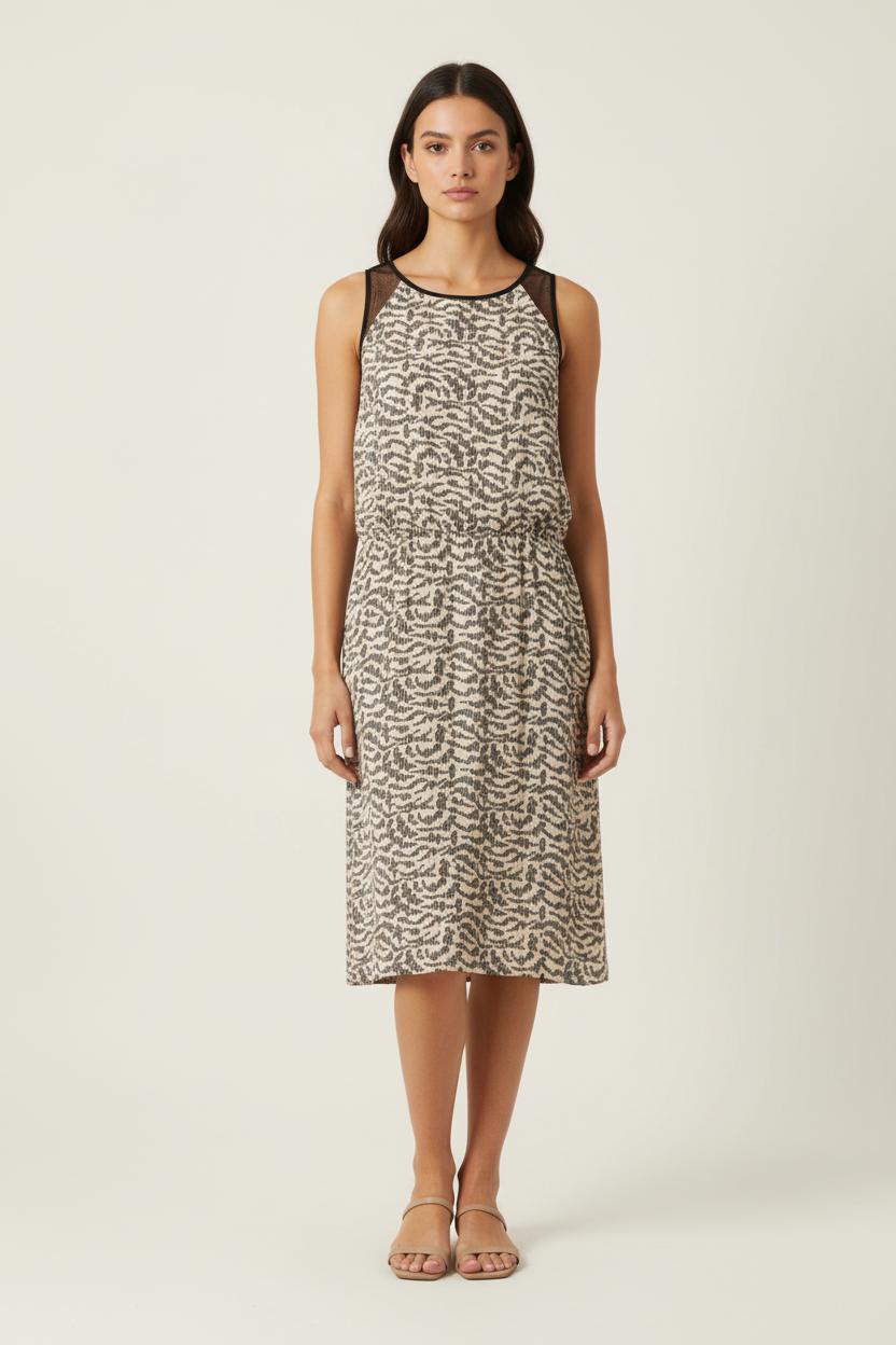 Robe Midi Beige et Noir - Taille M/38 de la marque Pablo | PARAD87005 - Vendu par Paradigme - Image 1