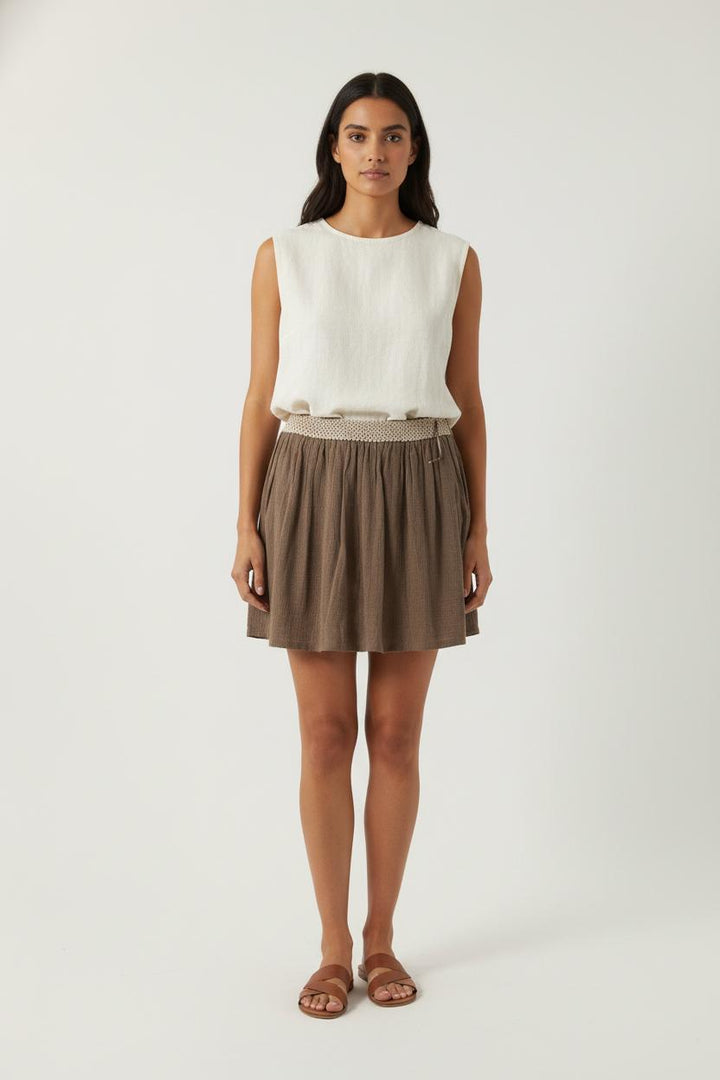 Jupe Courte Marron et Beige - Taille M/38 de la marque Grace & Mila | PARAD87046 - Vendu par Paradigme - Image 1