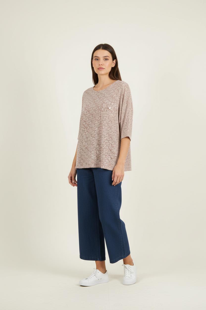 Tee-shirt Blanc et Marron - Taille L/40 de la marque Caroll | PARAD87124 - Vendu par Paradigme - Image 1