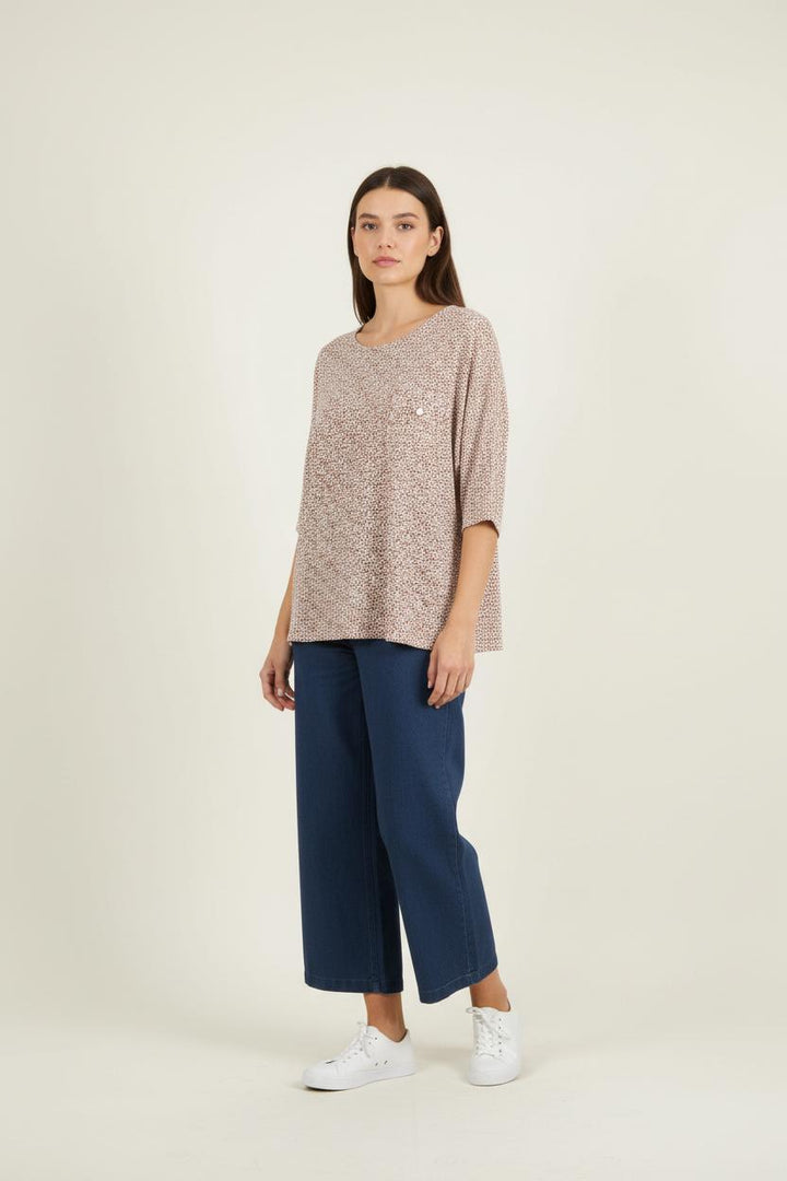 Tee-shirt Blanc et Marron - Taille L/40 de la marque Caroll | PARAD87124 - Vendu par Paradigme - Image 1