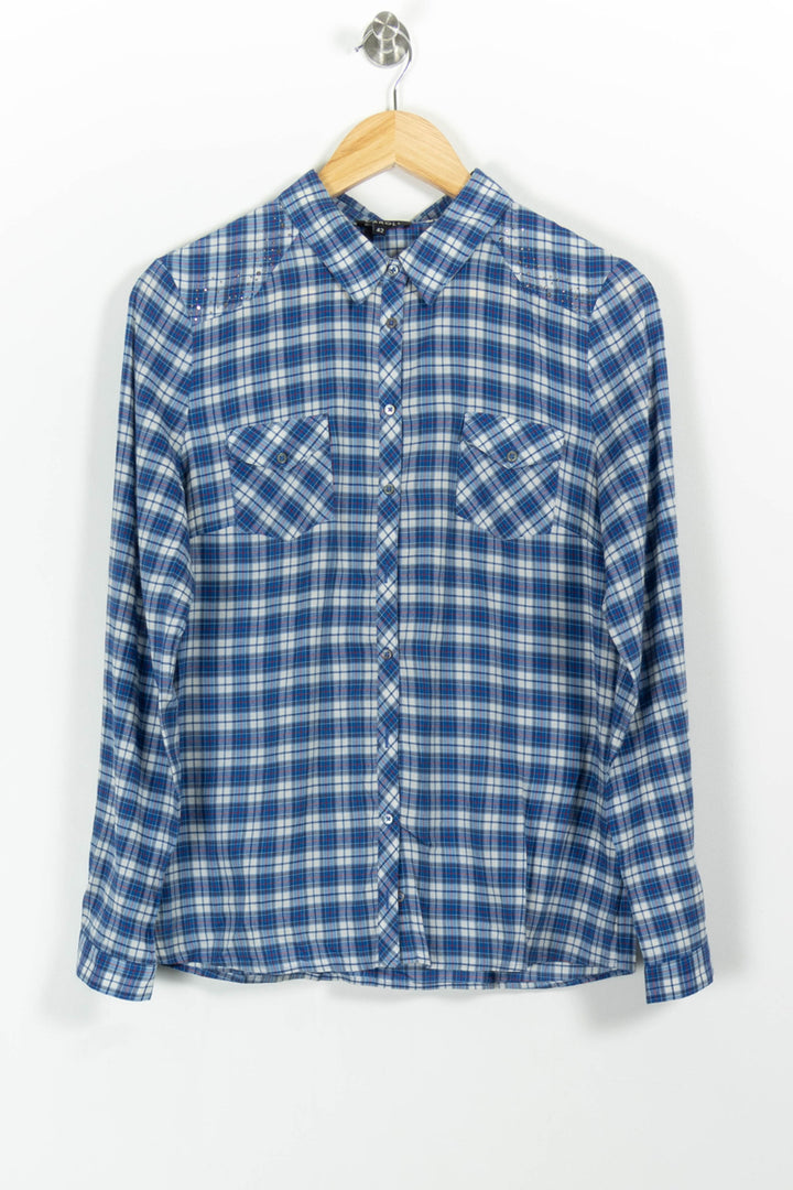 Chemise à Carreaux Bleue et Blanche - Taille L/40 de la marque Caroll | PARAD87125 - Vendu par Paradigme - Image 2