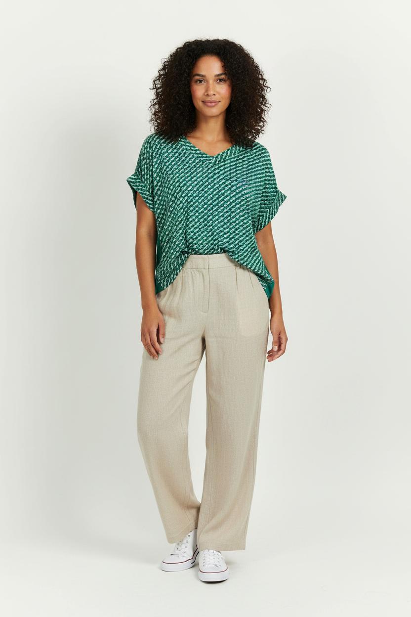 Blouse Verte et Blanche - Taille L/40 de la marque Caroll | PARAD87147 - Vendu par Paradigme - Image 1