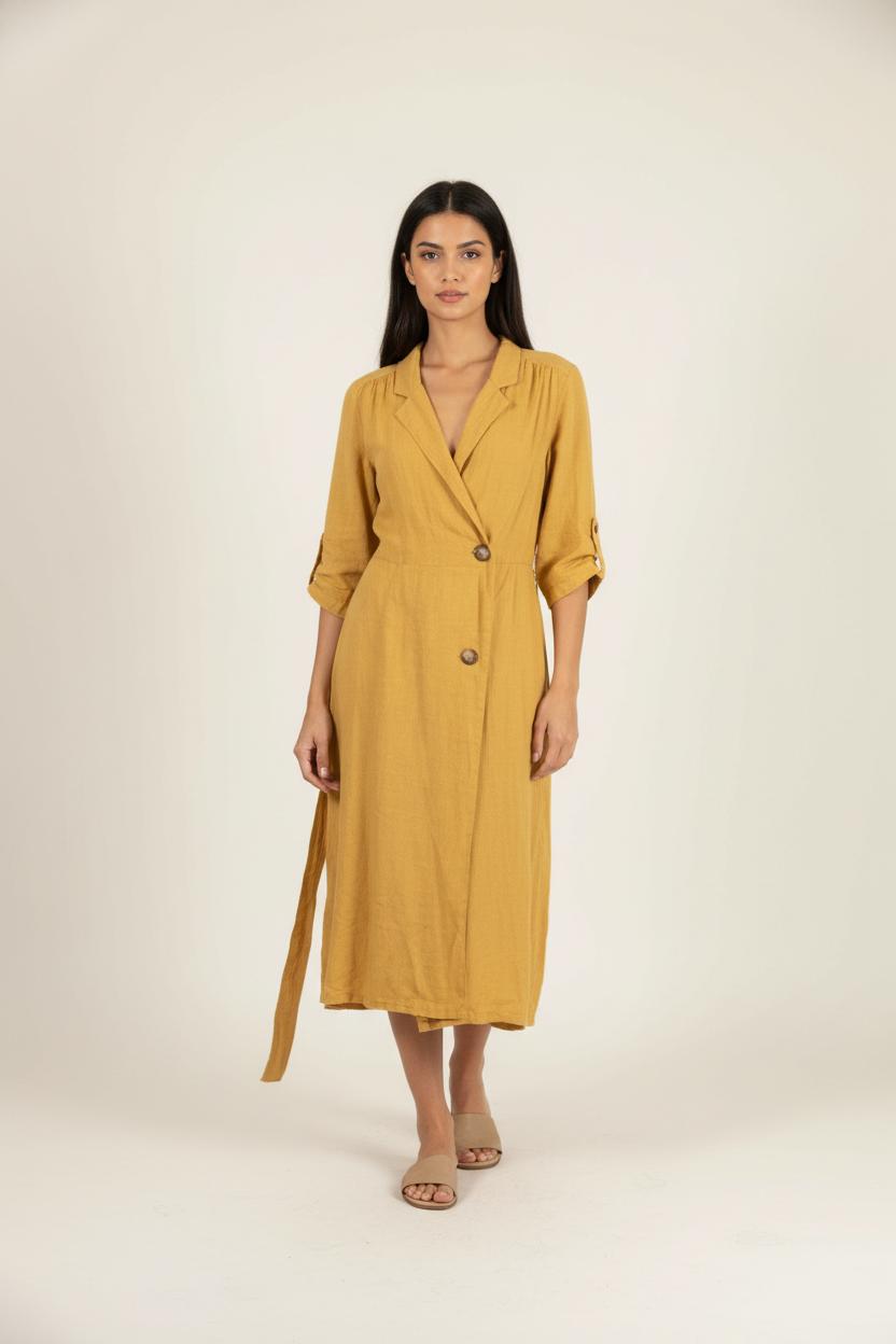 Robe Chemise Jaune - Taille XS/34 de la marque La Fée Maraboutée | PARAD87152 - Vendu par Paradigme - Image 1