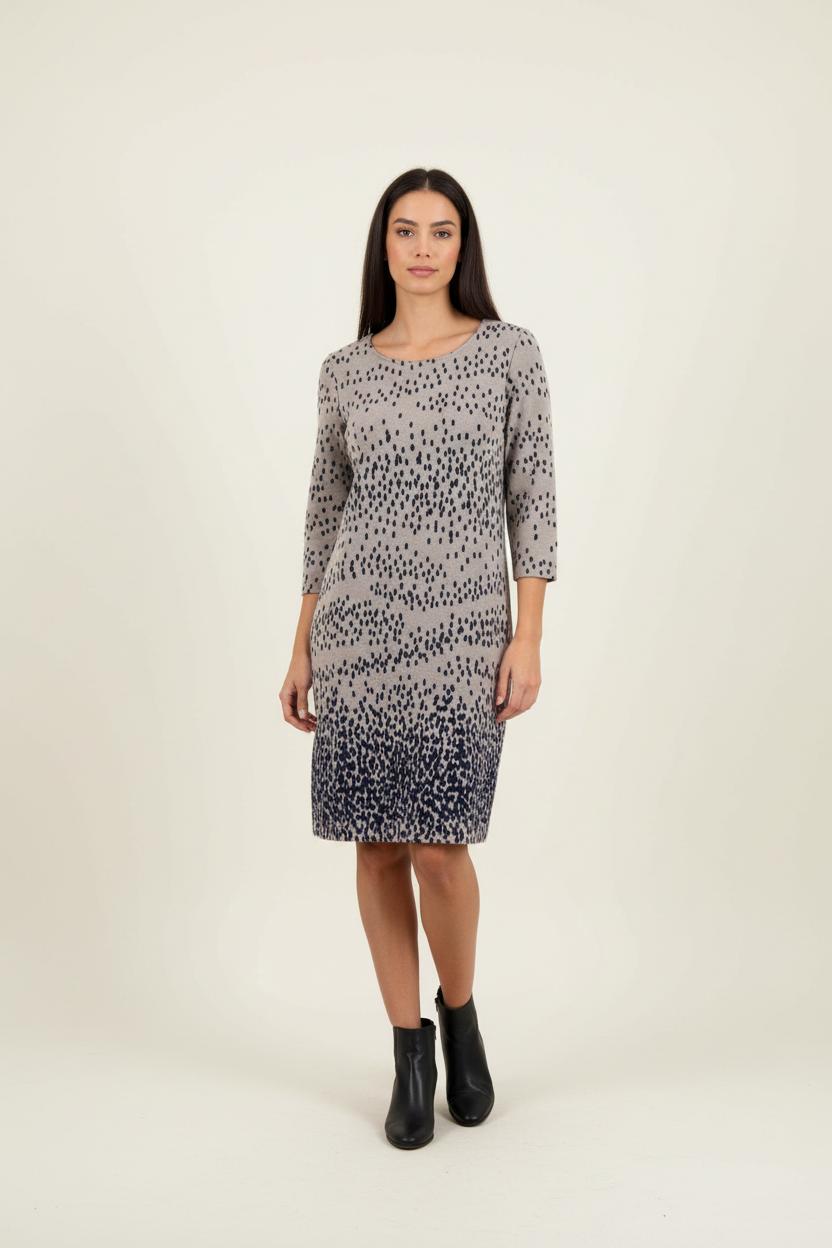 Robe Droite Grise et Noire - Taille M/38 de la marque La Fée Maraboutée | PARAD87158 - Vendu par Paradigme - Image 1