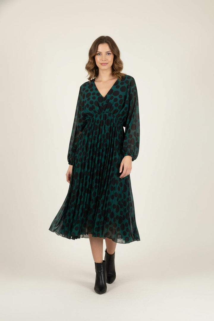 Robe Midi Verte et Noire - Taille XS/34 de la marque Sud express | PARAD87187 - Vendu par Paradigme - Image 1