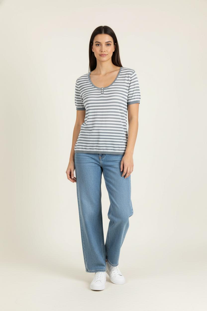 T-shirt Blanc et Gris - Taille XXL/44 de la marque Caroll | PARAD87201 - Vendu par Paradigme - Image 1