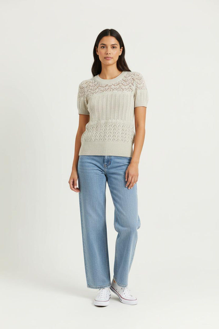 Pull Manches Courtes Beige - Taille S/36 de la marque Sud express | PARAD87208 - Vendu par Paradigme - Image 1