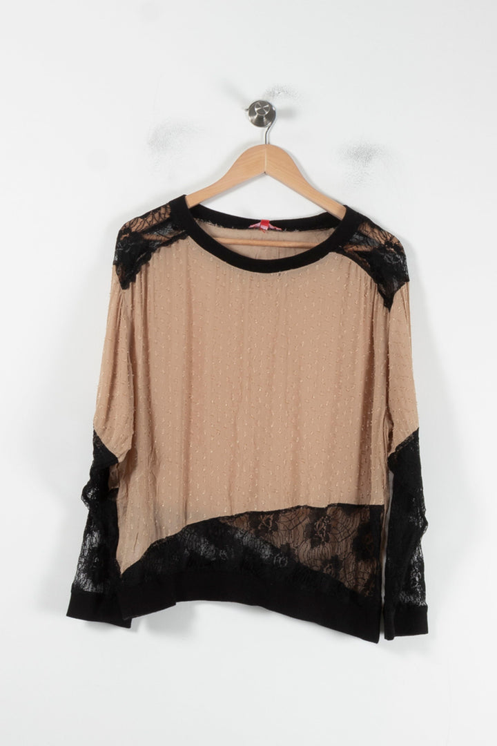 Blouse Beige et Noire - Taille L/40 de la marque Derhy | PARAD87223 - Vendu par Paradigme - Image 2