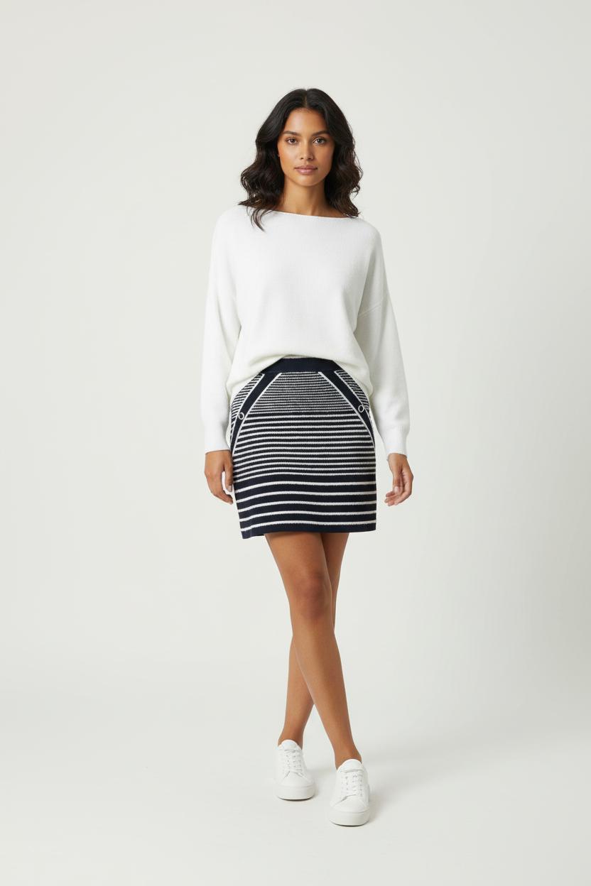 Jupe Courte Bleue et Blanche - Taille XS/34 de la marque Maje | PARAD87228 - Vendu par Paradigme - Image 1