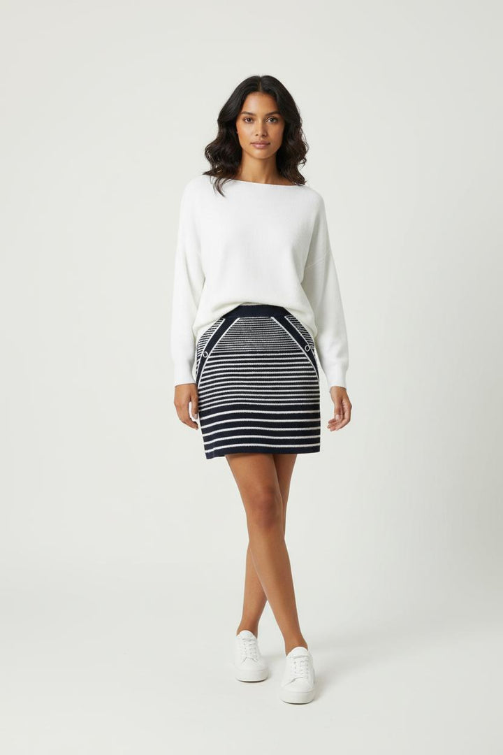 Jupe Courte Bleue et Blanche - Taille XS/34 de la marque Maje | PARAD87228 - Vendu par Paradigme - Image 1