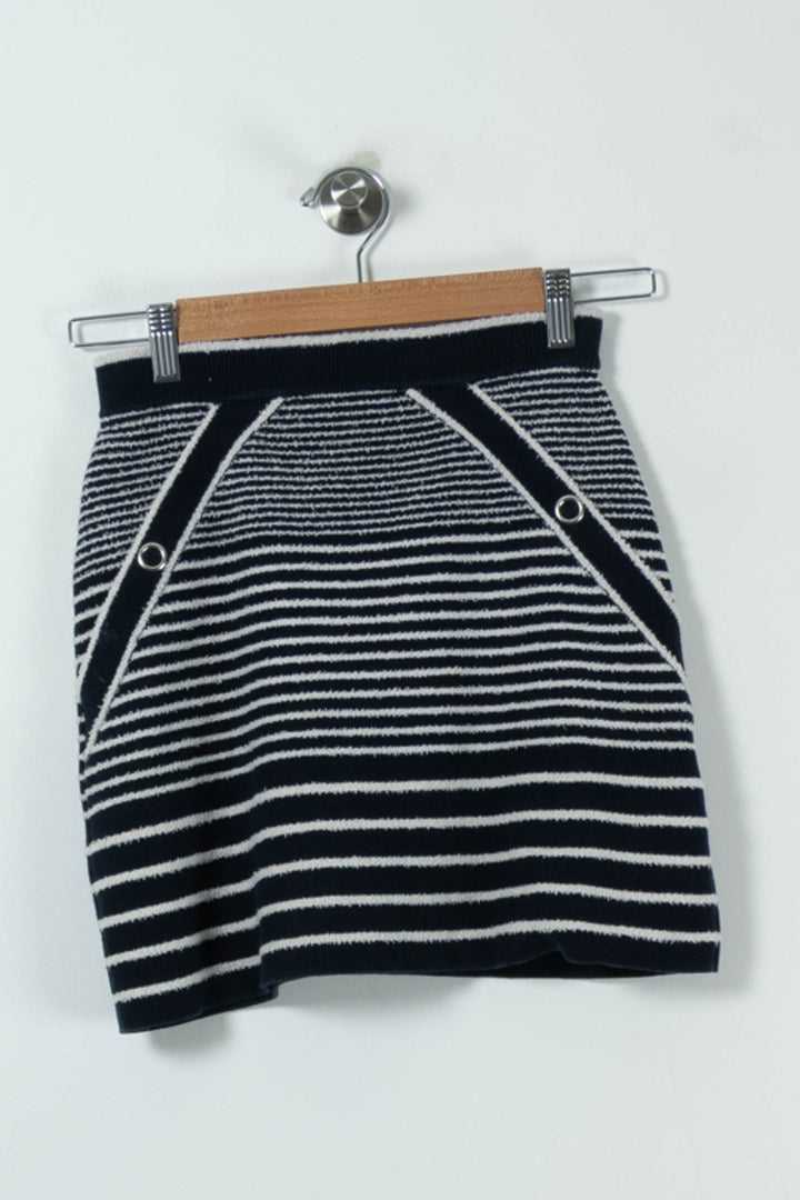 Jupe Courte Bleue et Blanche - Taille XS/34 de la marque Maje | PARAD87228 - Vendu par Paradigme - Image 2