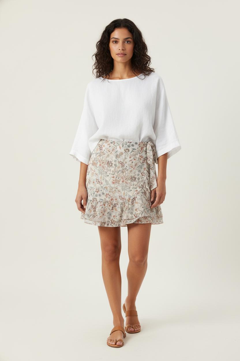 Jupe Volantée Beige à Fleurs - Taille XS/34 de la marque Sézane | PARAD87247 - Vendu par Paradigme - Image 1
